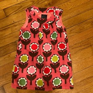 Mini Boden Toddler Girls Corduroy Floral Sleeveless Dress Sz 3/4
